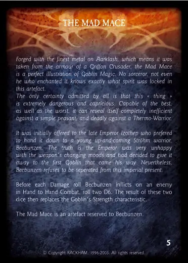THE MAD MACE Confrontation artefact card