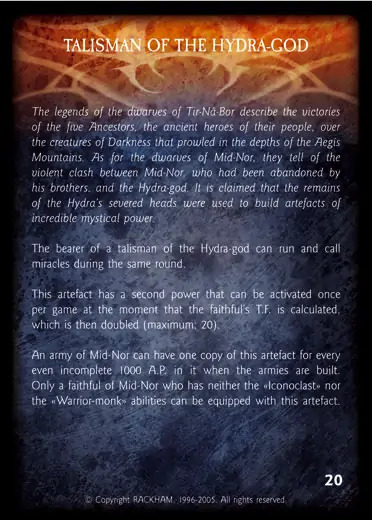 TALISMAN OF THE HYDRA-GOD Confrontation artefact card