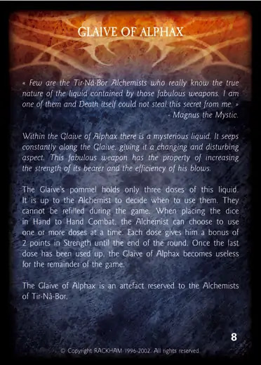 GLAIVE OF ALPHAX Confrontation artefact card