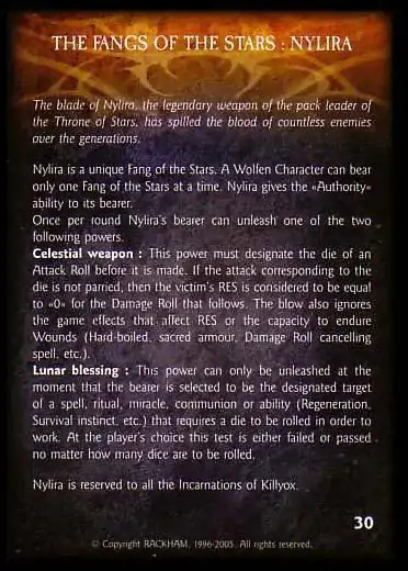 THE FANG OF THE STARS: NYLIRA Confrontation artefact card