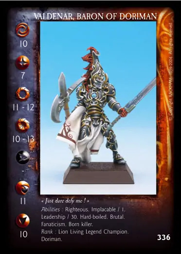 Valdenar, baron of Doriman' - 1/2 profile card