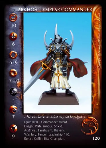 Arkhos, templar commander' - 1/2 profile card