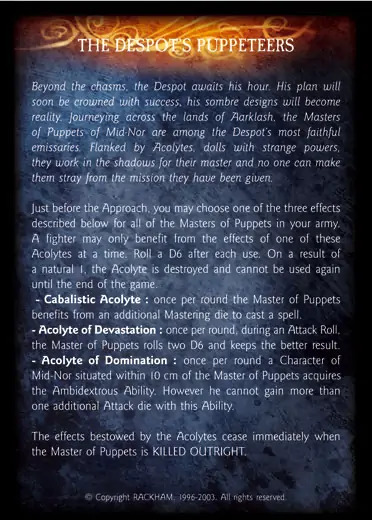 Master of Puppets' - 2/3 profile card