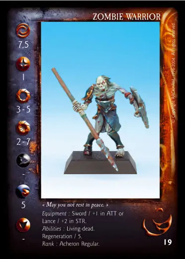 Zombie Warrior with Spear' - 1/1 profile card
