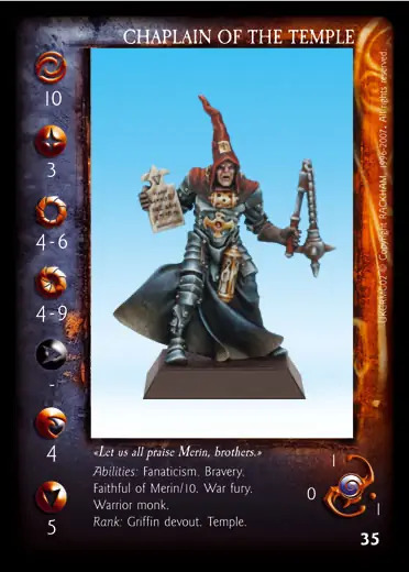 Chaplain of the Temple' - 1/2 profile card
