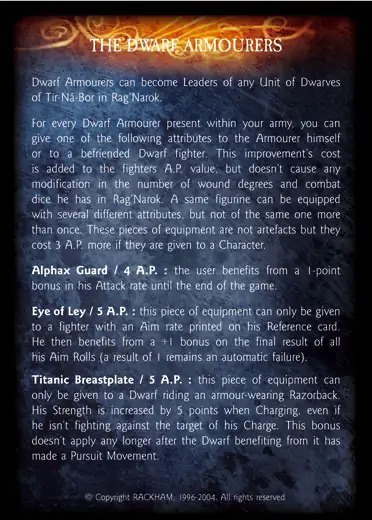 Dwarf Armourer' - 2/2 profile card