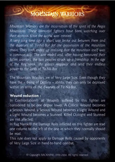 Mountain Warrior' - 2/4 profile card