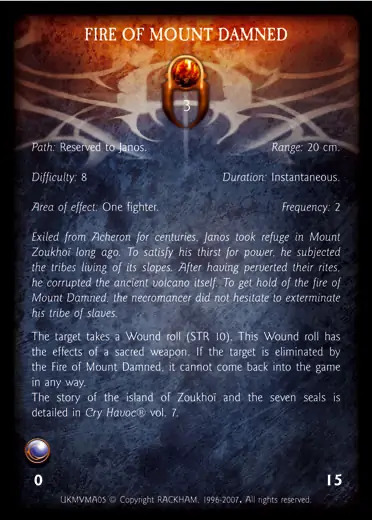 Confrontation spell card FIRE OF MOUNT DAMNED