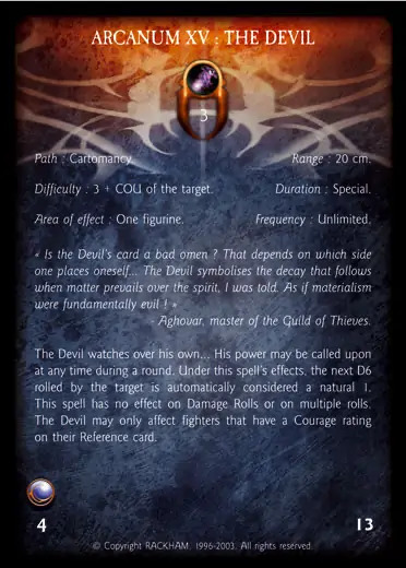 Confrontation spell card ARCANUM XV : THE DEVIL