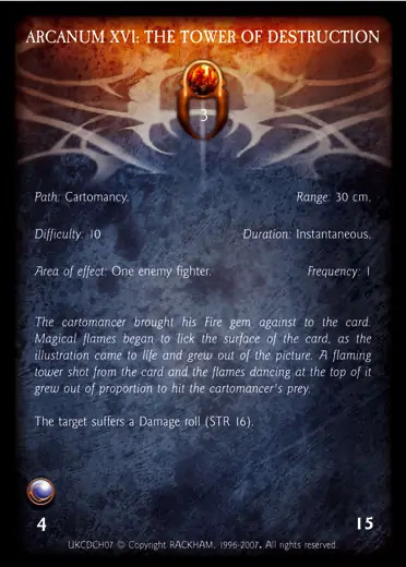 Confrontation spell card ARCANUM XVI: THE TOWER OF DESTRUCTION