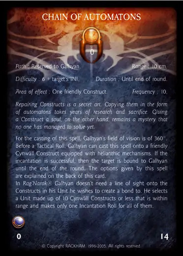 Confrontation spell card CHAIN OF AUTOMATONS