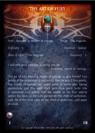 Confrontation spell card THE ART OF FURY