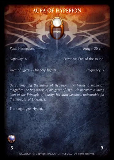 Confrontation spell card AURA OF HYPERION
