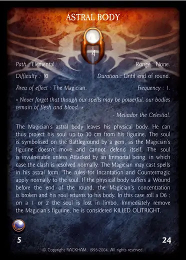 Confrontation spell card ASTRAL BODY