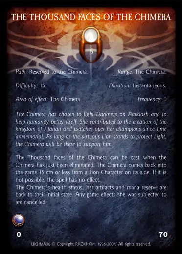 Confrontation spell card THE THOUSAND FACES OF THE CHIMERA