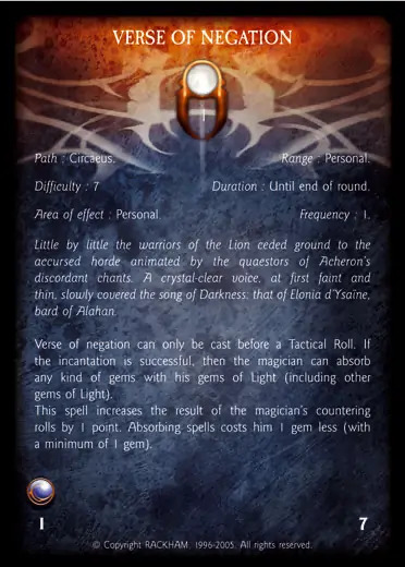 Confrontation spell card VERSE OF NEGATION