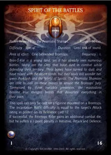 Confrontation spell card SPIRIT OF THE BATTLES
