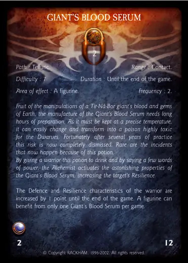 Confrontation spell card GIANT'S BLOOD SERUM
