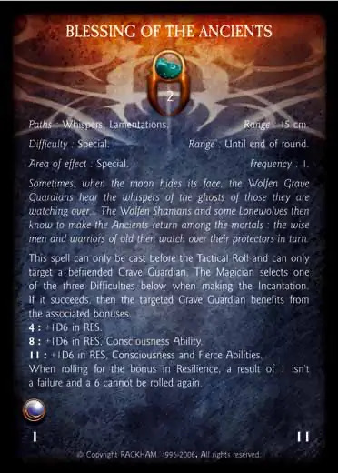 Confrontation spell card BLESSING OF THE ANCIENTS