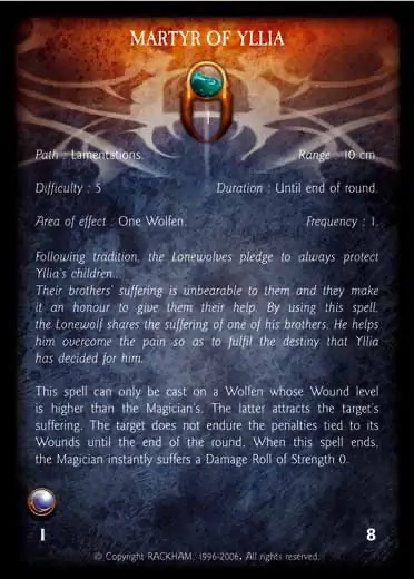 Confrontation spell card MARTYR OF YLLIA